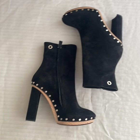 PROENZA SCHOULER Studded Suede Boots Wooden Soles Black 36.5 - Picture 3 of 10